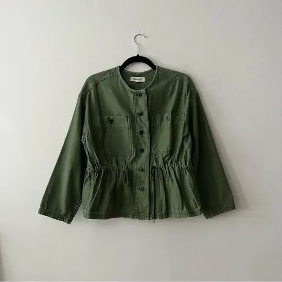 Madewell Claremont Drawstring Army Green Jacket - Picture 4 of 8